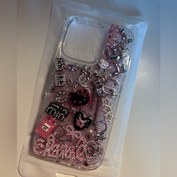 Junk Case Other - Chic Pink Glitter Phone Case with Charms
